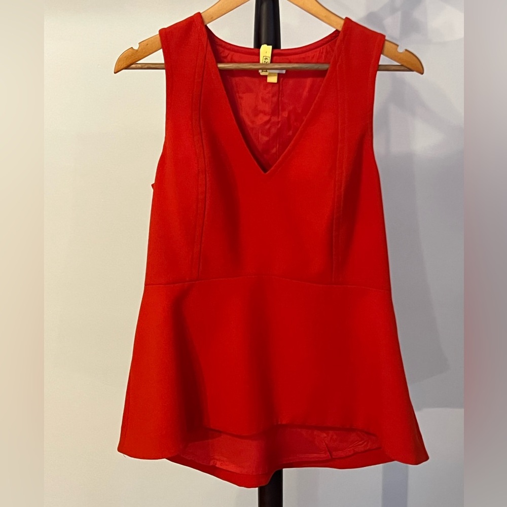 Leifsdottir for Anthropologie Fiery Reddish Orangish High Low Preplum Top
